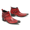 Edgy Red Snakeskin Ankle Boots #4136