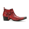 Edgy Red Snakeskin Ankle Boots #4136