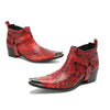 Edgy Red Snakeskin Ankle Boots #4136