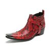 Edgy Red Snakeskin Ankle Boots #4136