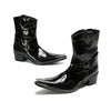 Shiny Textured Pointed Western Boots #4139