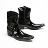 Shiny Textured Pointed Western Boots #4139