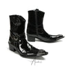 Shiny Embellished Pointed Western Boots #4140