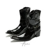 Shiny Embellished Pointed Western Boots #4140