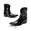 Shiny Embellished Pointed Western Boots #4140