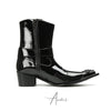 Shiny Embellished Pointed Western Boots #4140