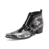 Edgy Printed Buckle Ankle Boot #4142