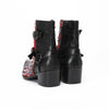 Edgy Red Floral Studded Ankle Boots #4144