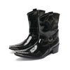 Shiny Black Crocodile Western Boots #4146