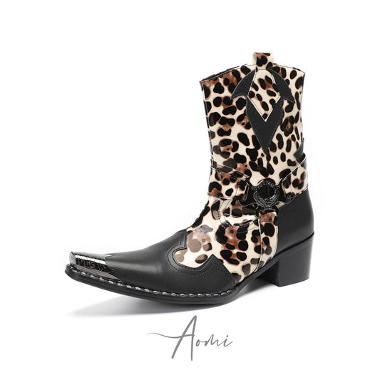 Bold Leopard Print Cowboy Boots #4149