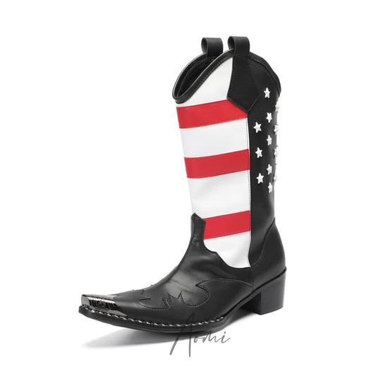 Patriotic Flag Studded Cowboy Boot #4150