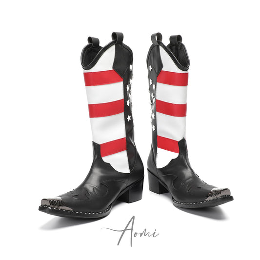 Patriotic Flag Studded Cowboy Boot #4150