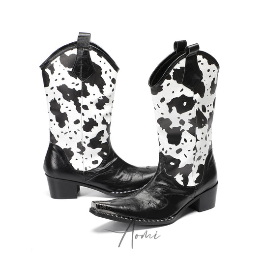 Bold Cow Print Cowboy Boots #4151