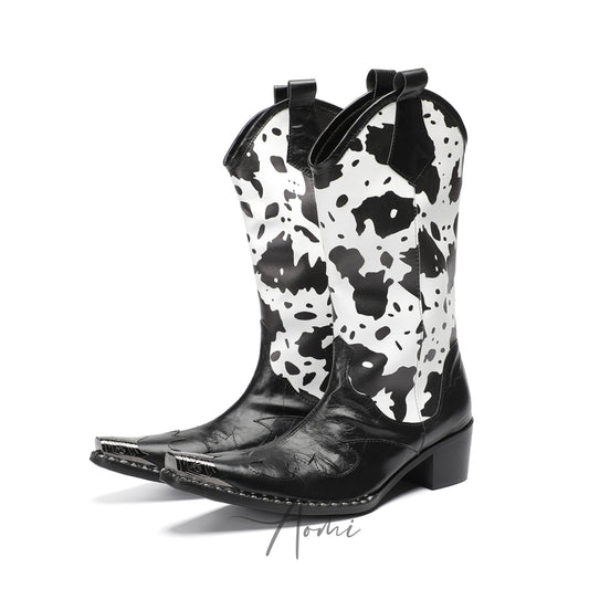 Bold Cow Print Cowboy Boots #4151