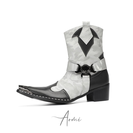 Camouflage Pointed Toe Cowboy Boots #4153