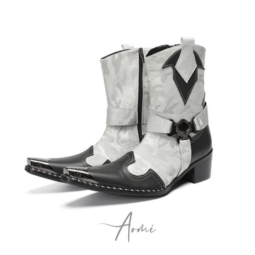 Camouflage Pointed Toe Cowboy Boots #4153