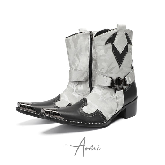 Camouflage Pointed Toe Cowboy Boots #4153