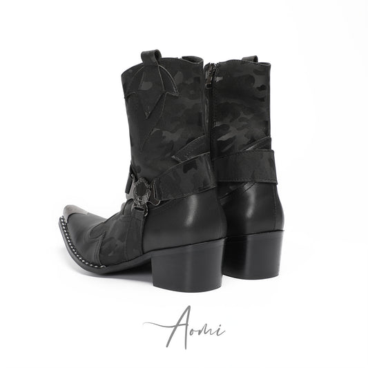 Dark Camo Metal Tip Western Boots #4154