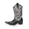 Edgy Newspaper Print Cowboy Boots #4156