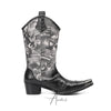 Edgy Newspaper Print Cowboy Boots #4156
