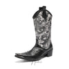 Edgy Newspaper Print Cowboy Boots #4156