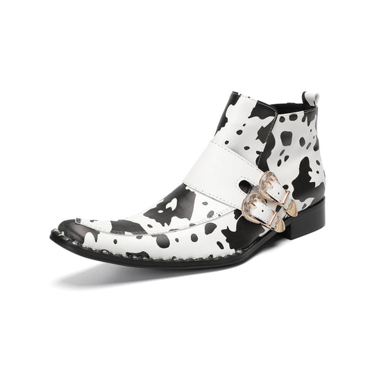 Striking Cow Print Buckle Boots #4159
