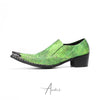 Green Snake Pointed Toe Dress Shoes #4161