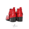 Striking Red Crocodile Harness Ankle Boots #4162