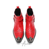 Striking Red Crocodile Harness Ankle Boots #4162