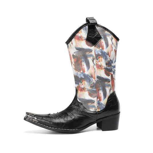 Artistic Abstract Pointed Cowboy Boots #4163