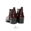 Shiny Studded Western Ankle Boots #4164