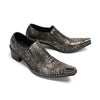 Distressed Gold Snakeskin Men's Loafers #4165