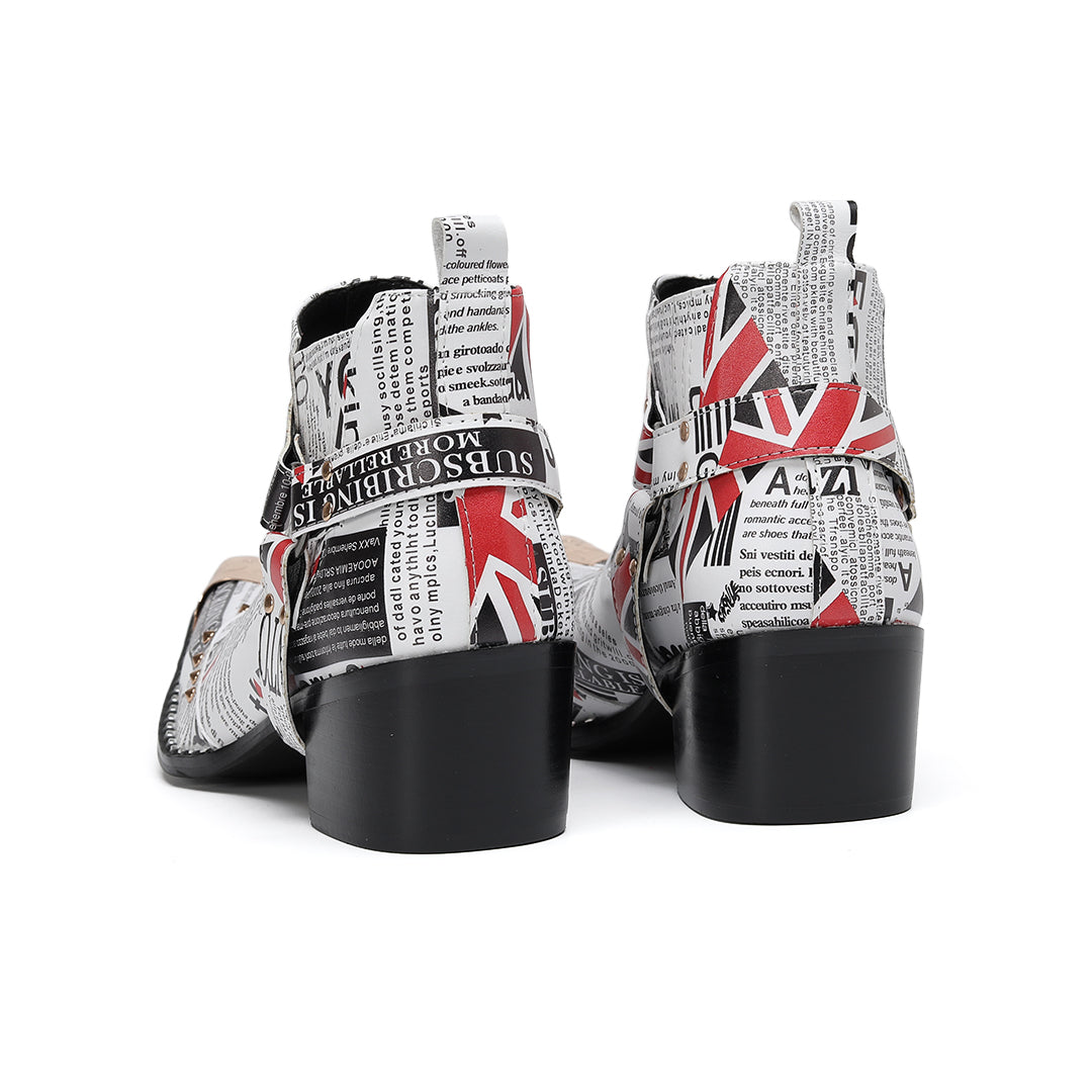 AOMISHOES_White_Newspaper_Print_Shoes_#4112_Fashionable_Daily_Wear_AOMISHOES