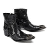 AOMISHOES_Black_Snake_Head_Shoes_#4111_Fashion_Footwear_AOMISHOES