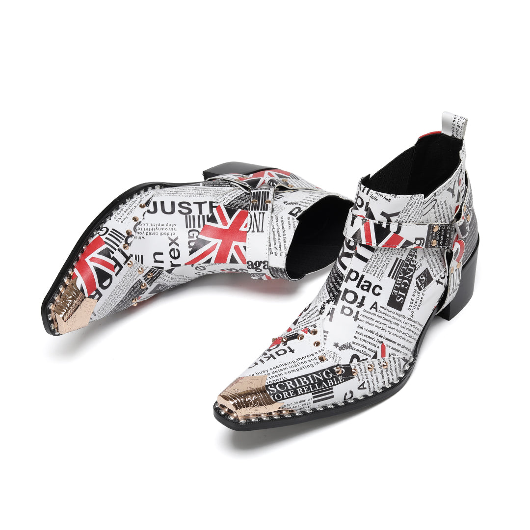 AOMISHOES_White_Newspaper_Print_Shoes_#4112_Fashionable_Daily_Wear_AOMISHOES