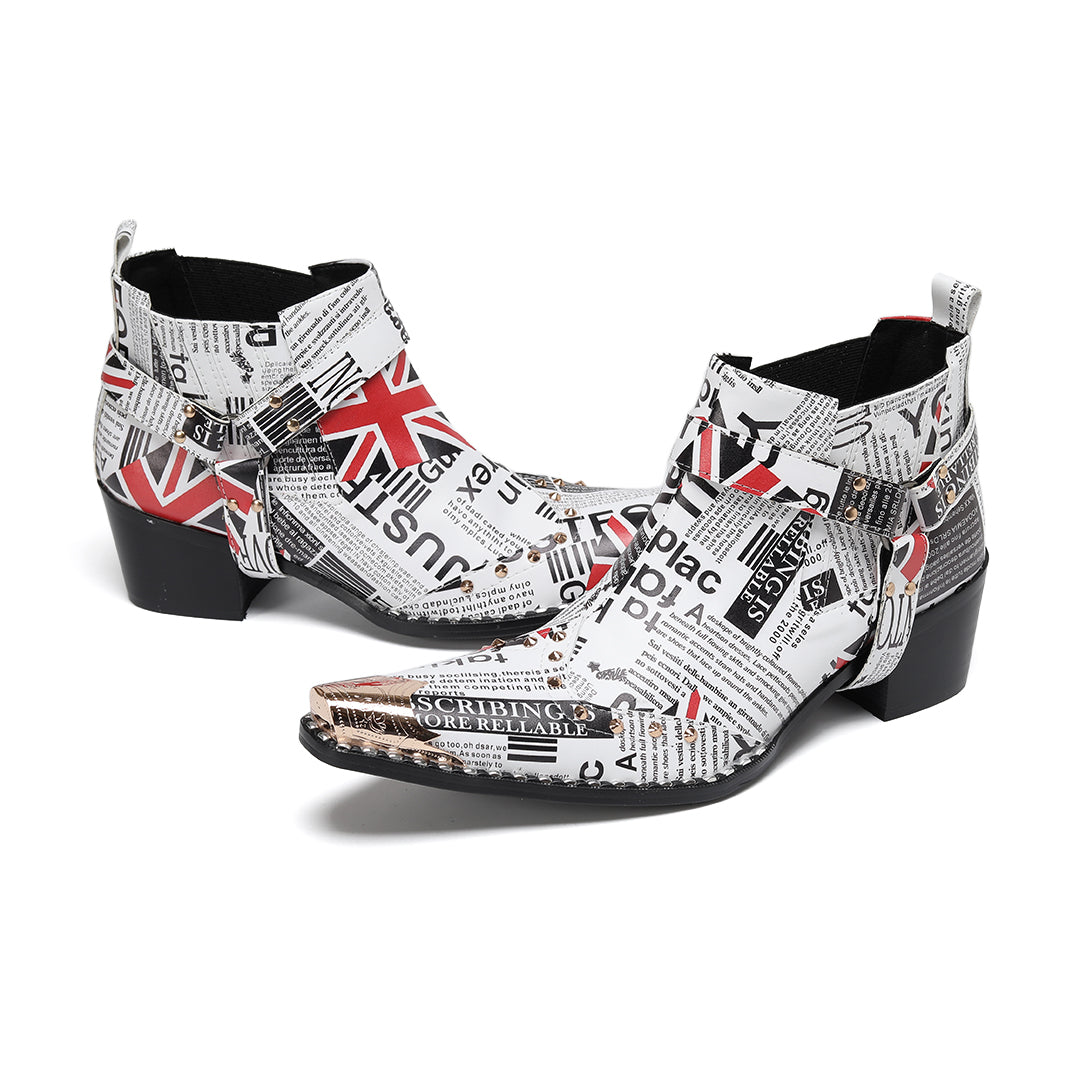 AOMISHOES_White_Newspaper_Print_Shoes_#4112_Fashionable_Daily_Wear_AOMISHOES