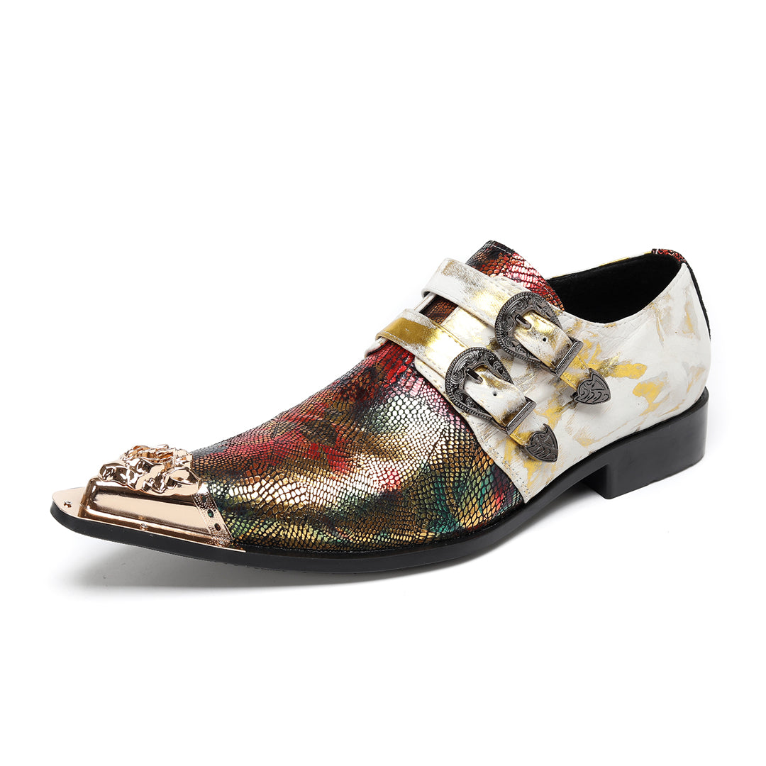AOMISHOES_Colorful_Double - buckle_Shoes_#4110_Stylish_Footwear_AOMISHOES