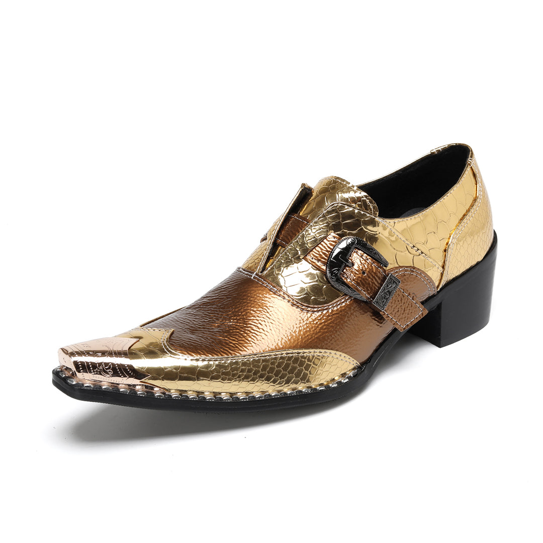 AOMISHOES_Gold_Snake_Buckle_Shoes_#4113_Fashion_Footwear_AOMISHOES