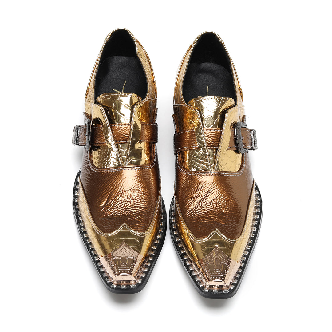 AOMISHOES_Gold_Snake_Buckle_Shoes_#4113_Fashion_Footwear_AOMISHOES