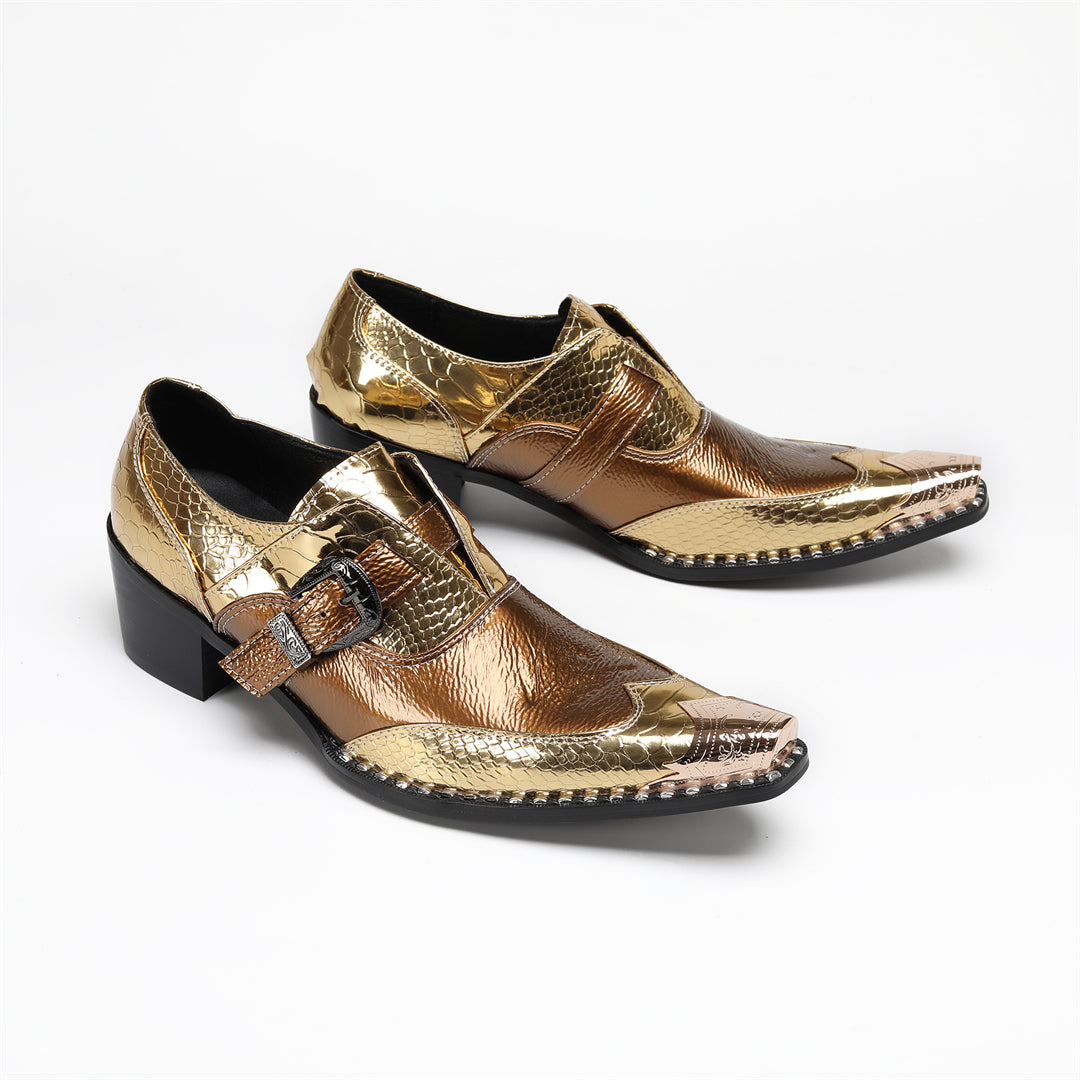AOMISHOES_Gold_Snake_Buckle_Shoes_#4113_Fashion_Footwear_AOMISHOES