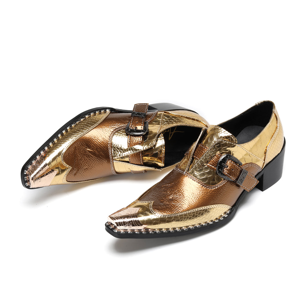 AOMISHOES_Gold_Snake_Buckle_Shoes_#4113_Fashion_Footwear_AOMISHOES