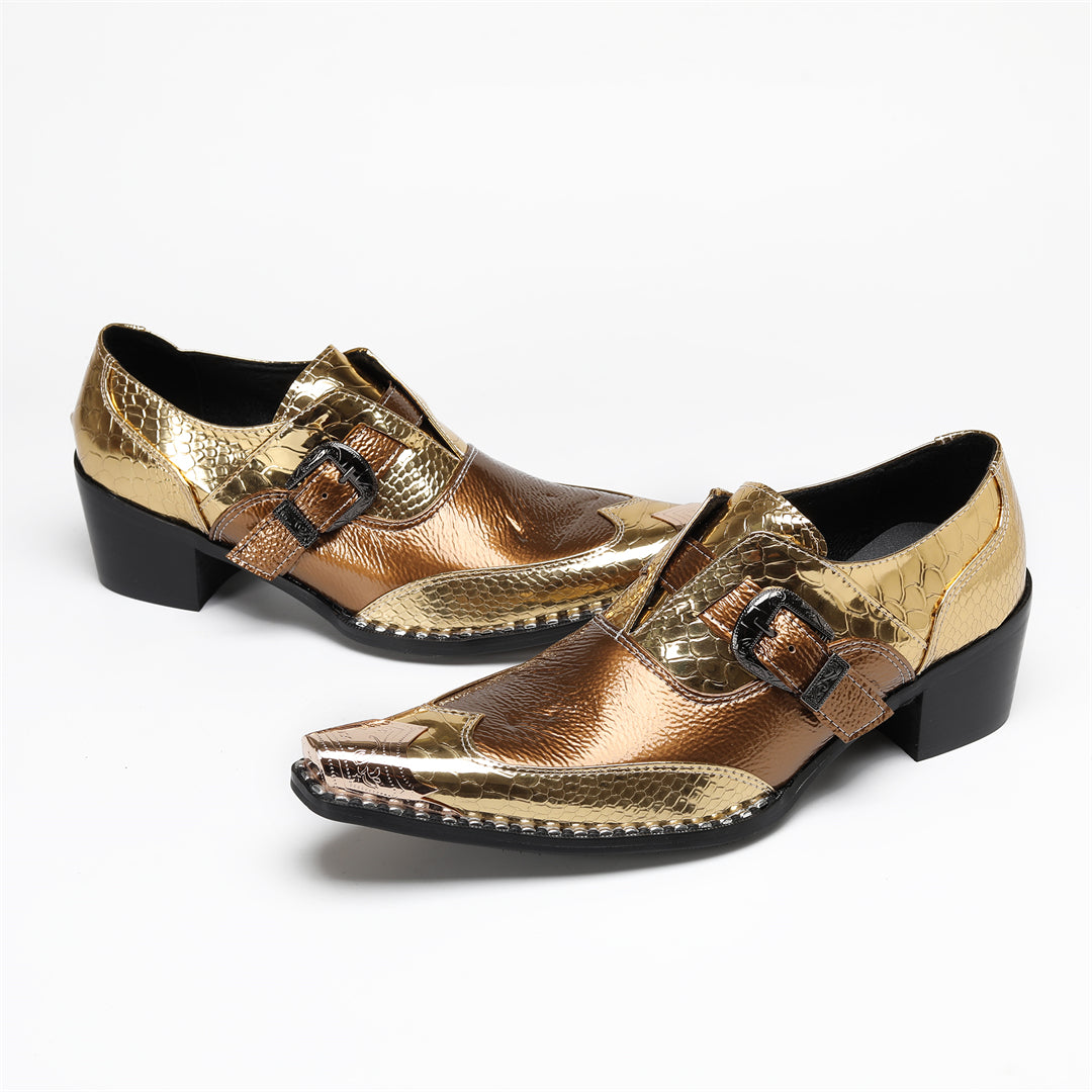 AOMISHOES_Gold_Snake_Buckle_Shoes_#4113_Fashion_Footwear_AOMISHOES
