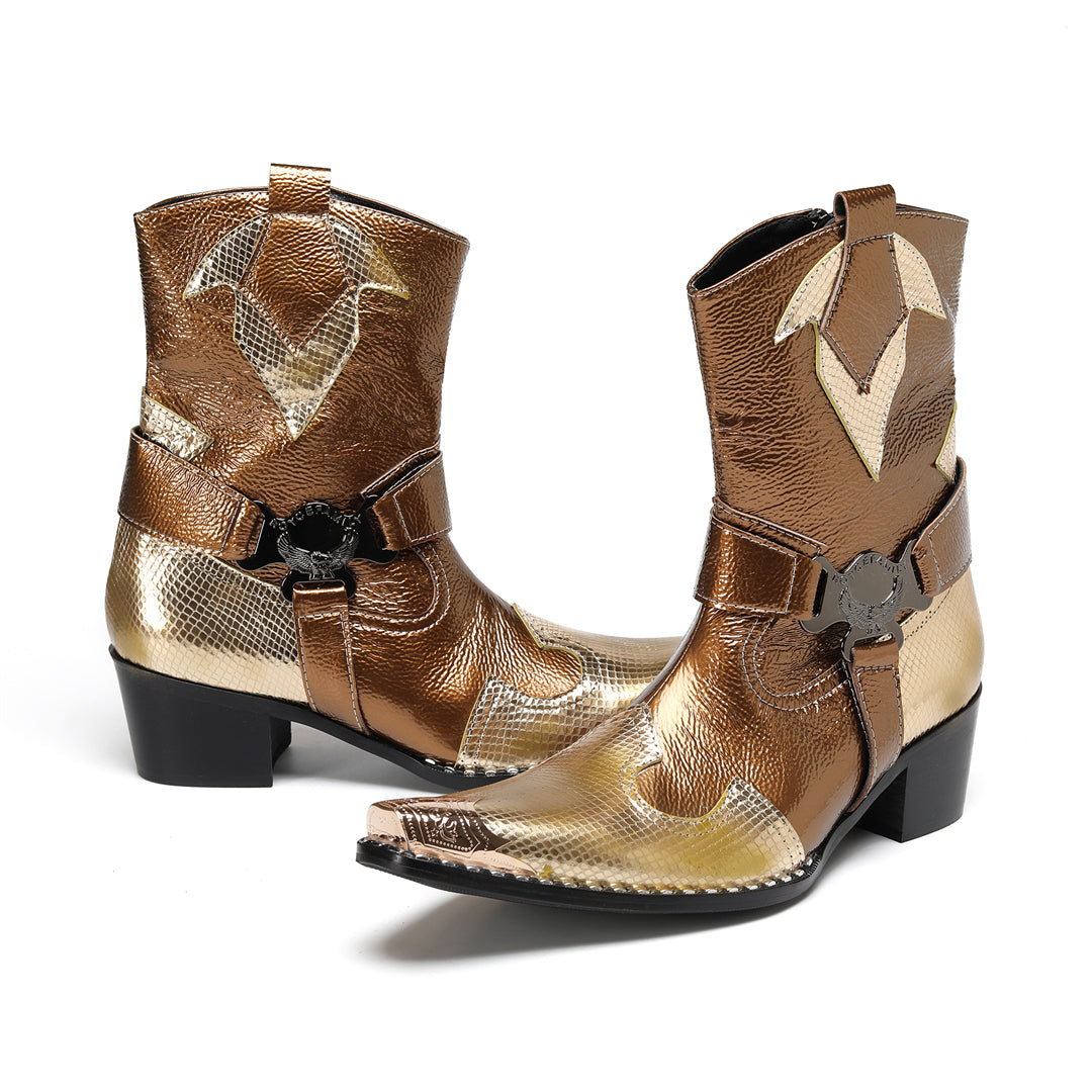 AOMISHOES_Golden_Western_Shoes_#4107_Western_Style_Wear_AOMISHOES