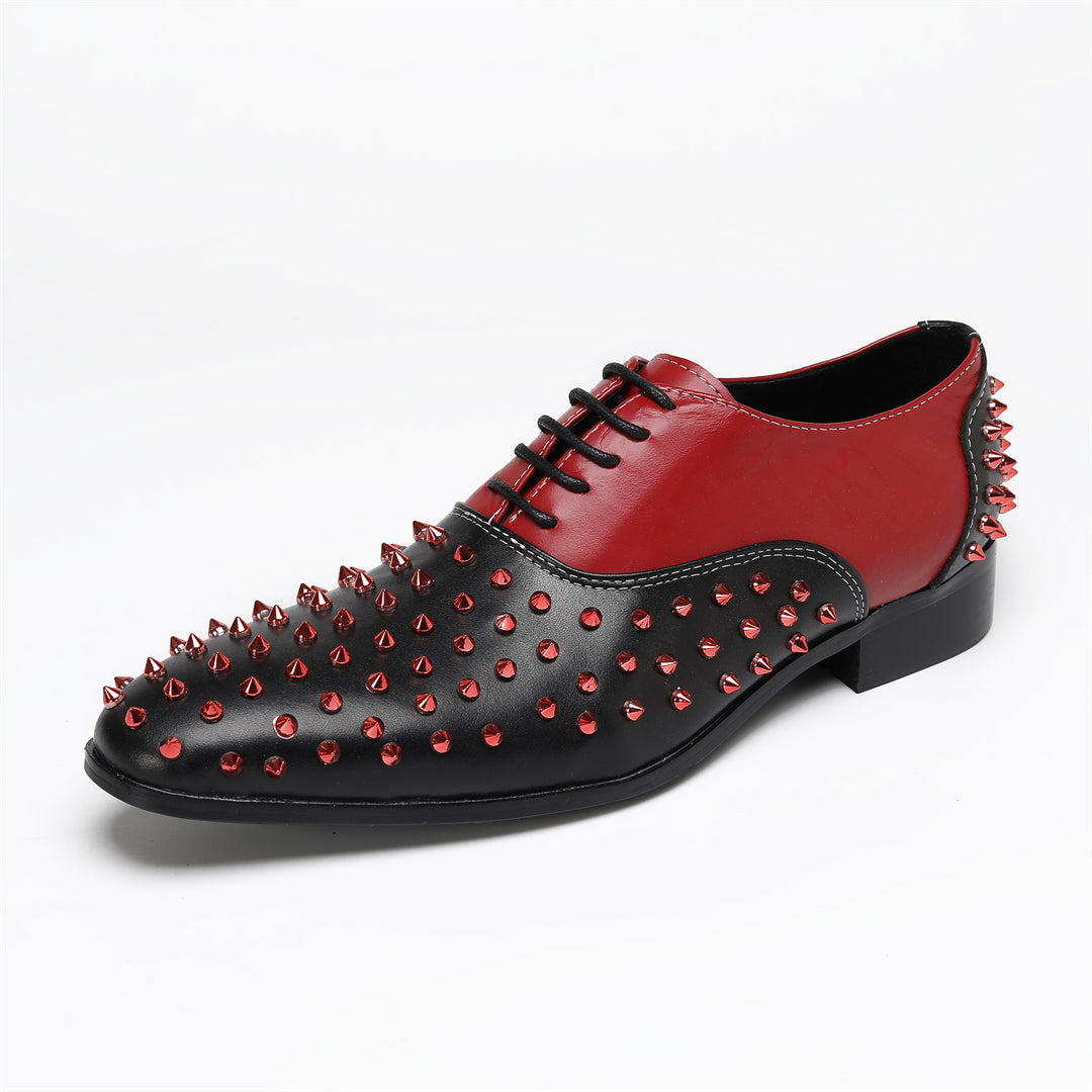 AOMISHOES_Red_Black_Rivet_Shoes_#4108_Fashion_Footwear_AOMISHOES