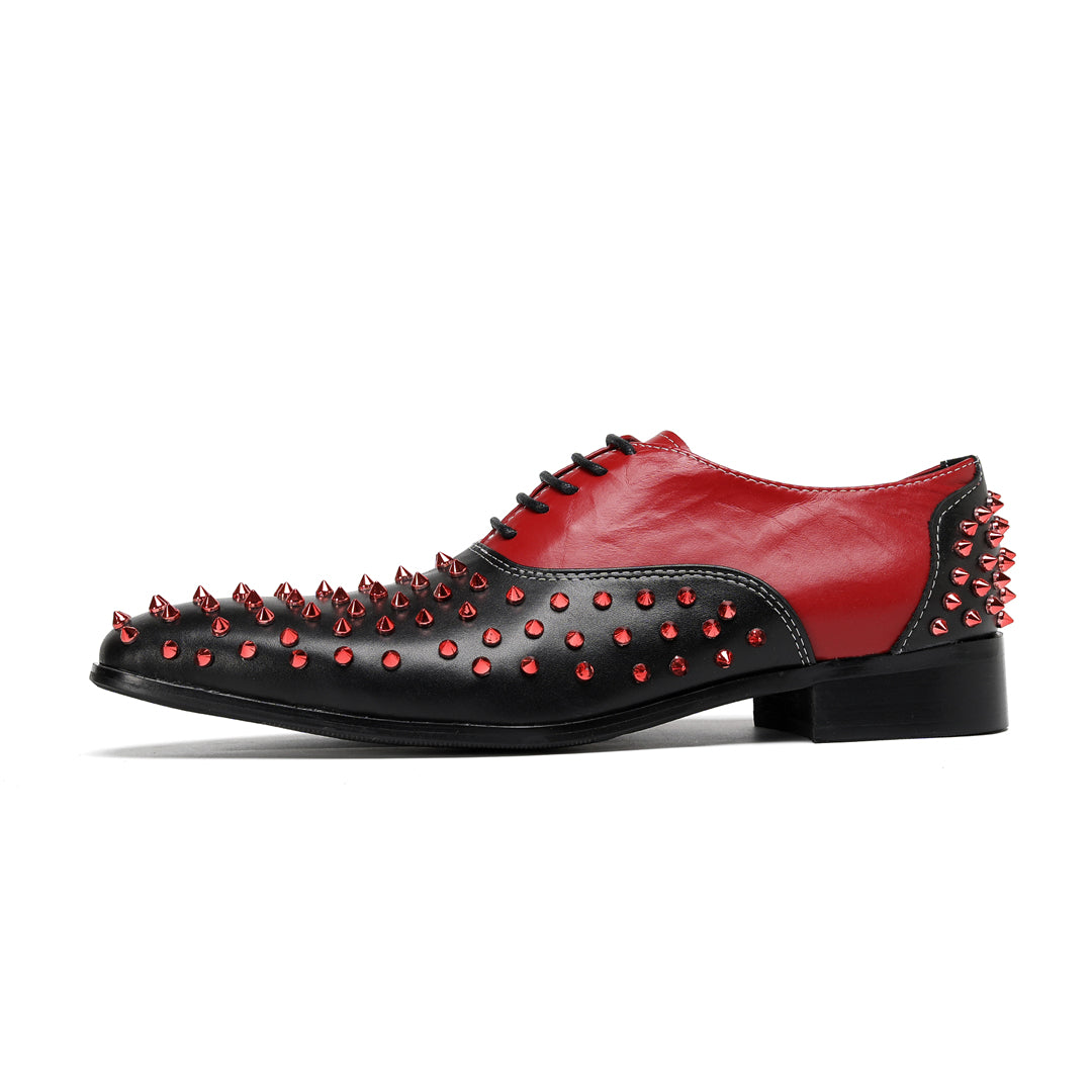 AOMISHOES_Red_Black_Rivet_Shoes_#4108_Fashion_Footwear_AOMISHOES