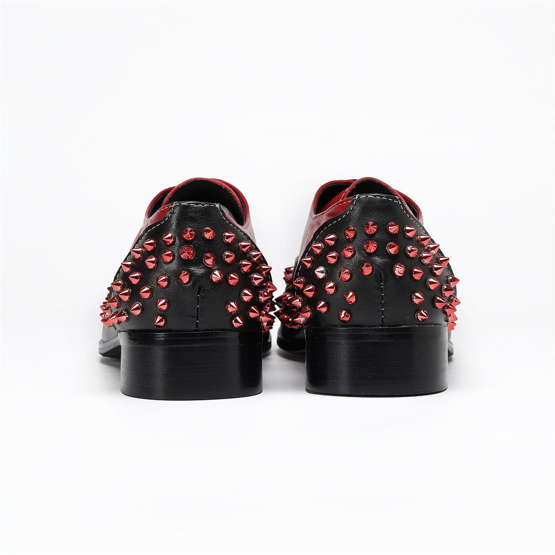 AOMISHOES_Red_Black_Rivet_Shoes_#4108_Fashion_Footwear_AOMISHOES