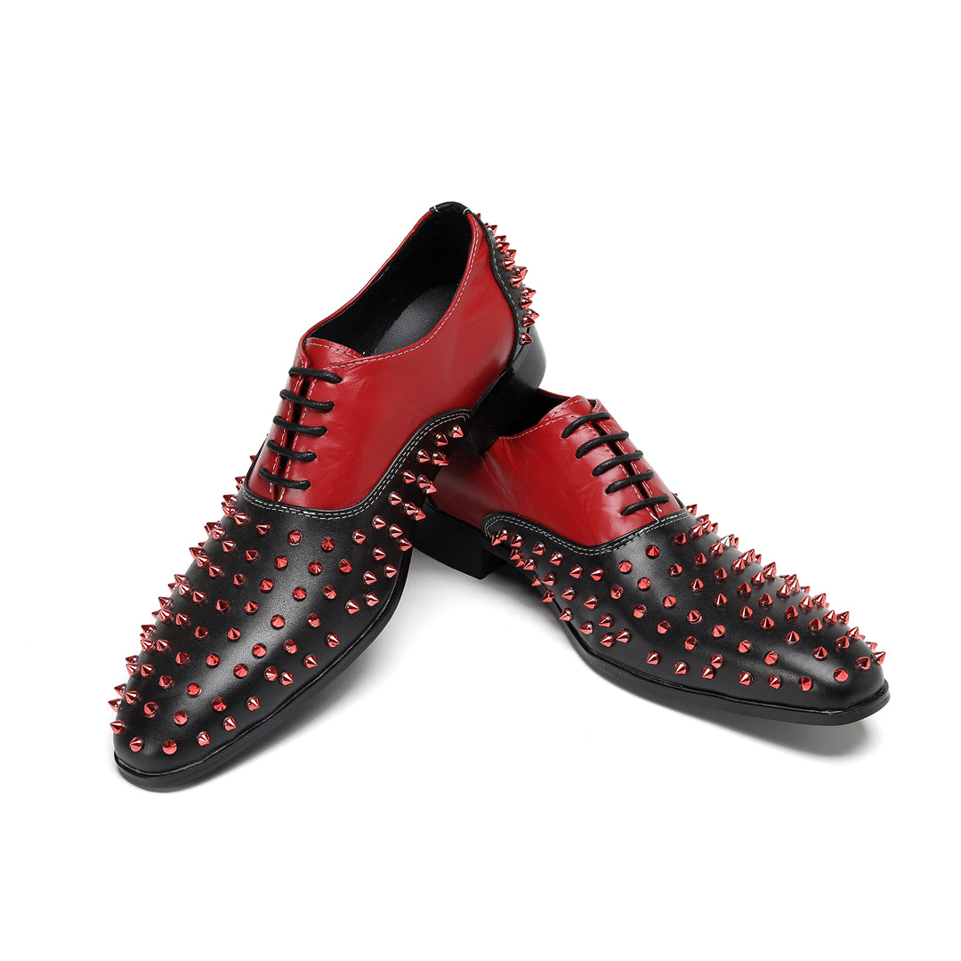 AOMISHOES_Red_Black_Rivet_Shoes_#4108_Fashion_Footwear_AOMISHOES