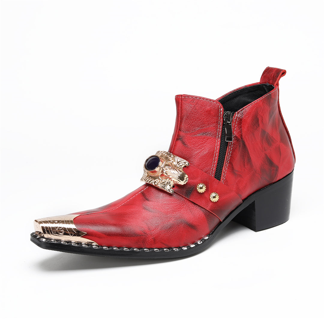 AOMISHOES_Red_Metal_Ornament_Shoes_#4106_Fashion_Footwear_AOMISHOES