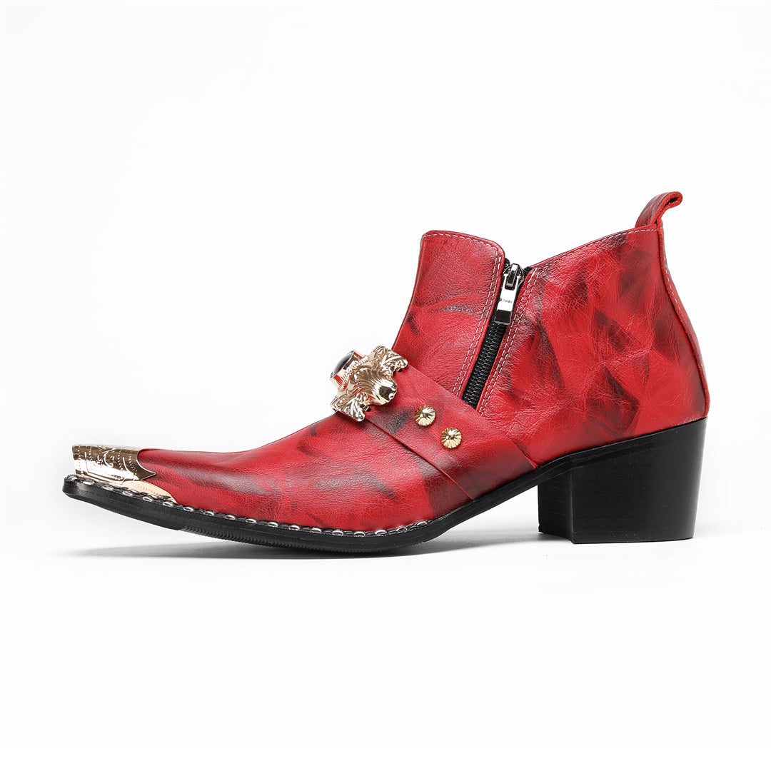 AOMISHOES_Red_Metal_Ornament_Shoes_#4106_Fashion_Footwear_AOMISHOES