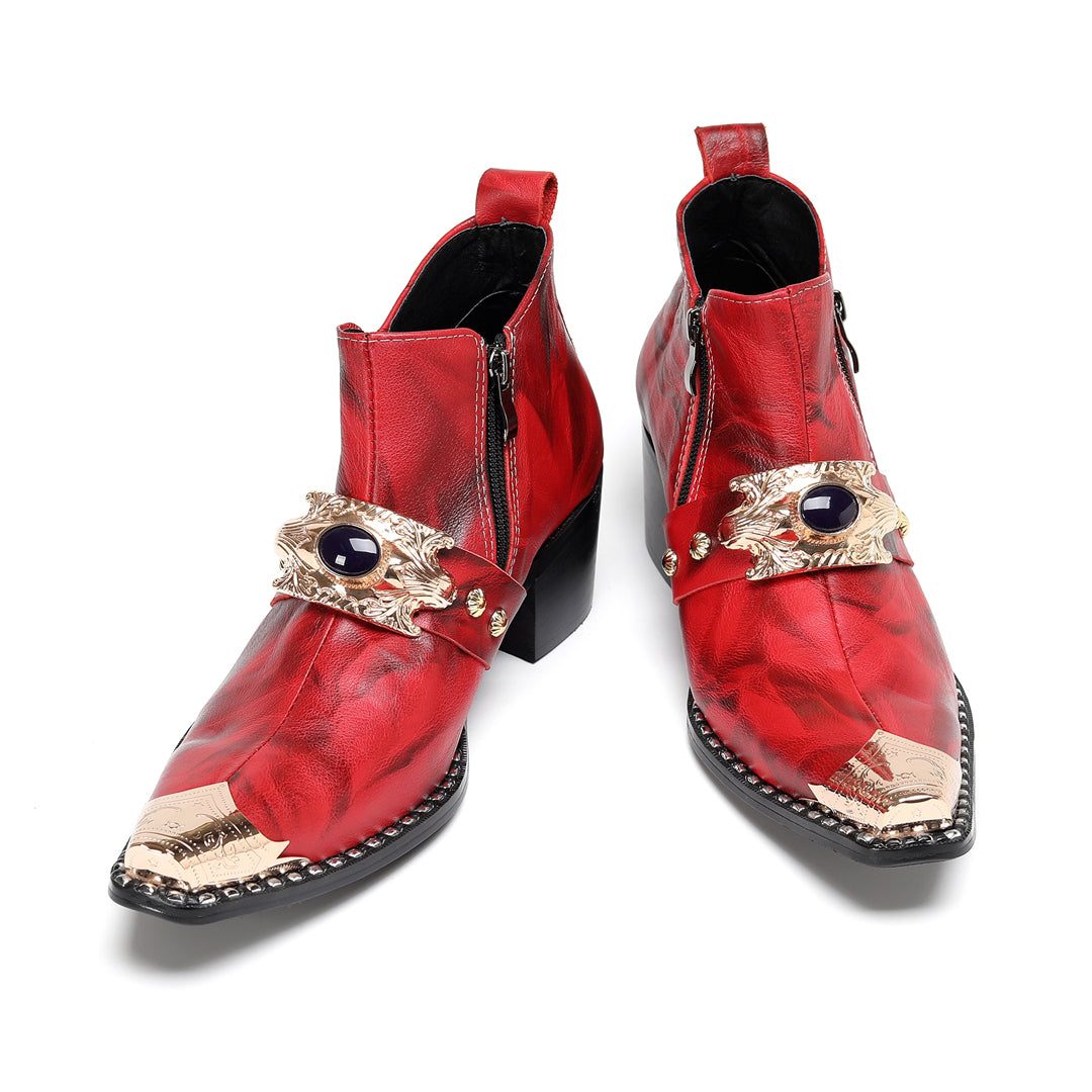 AOMISHOES_Red_Metal_Ornament_Shoes_#4106_Fashion_Footwear_AOMISHOES